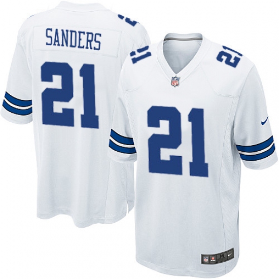 Men's Nike Dallas Cowboys 21 Deion Sanders Game White NFL Jersey