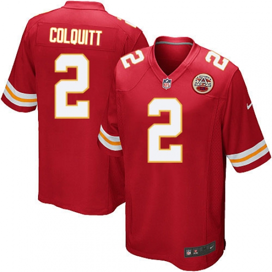 Men's Nike Kansas City Chiefs 2 Dustin Colquitt Game Red Team Color NFL Jersey