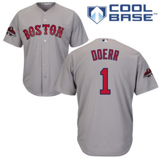 Youth Majestic Boston Red Sox 1 Bobby Doerr Authentic Grey Road Cool Base 2018 World Series Champions MLB Jersey