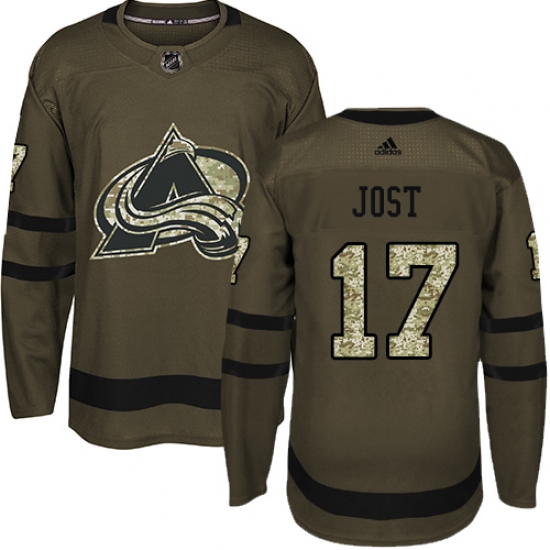 Men's Adidas Colorado Avalanche 17 Tyson Jost Premier Green Salute to Service NHL Jersey