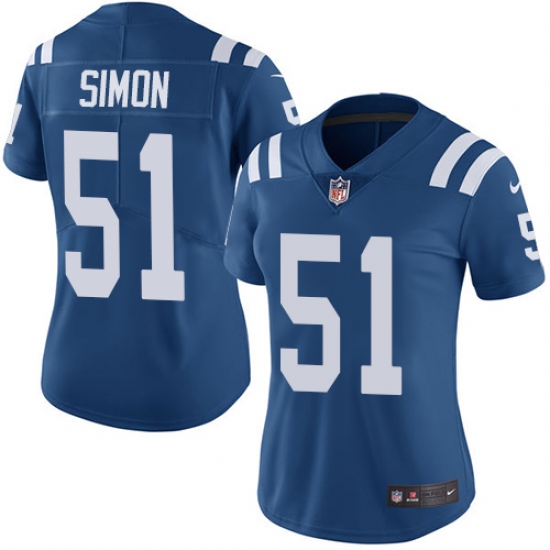 Women's Nike Indianapolis Colts 51 John Simon Elite Royal Blue Team Color NFL Jersey