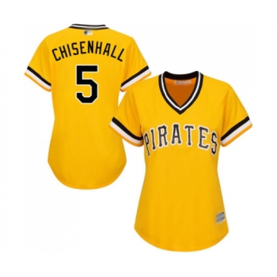 Women's Pittsburgh Pirates 5 Lonnie Chisenhall Replica Gold Alternate Cool Base Baseball Jersey