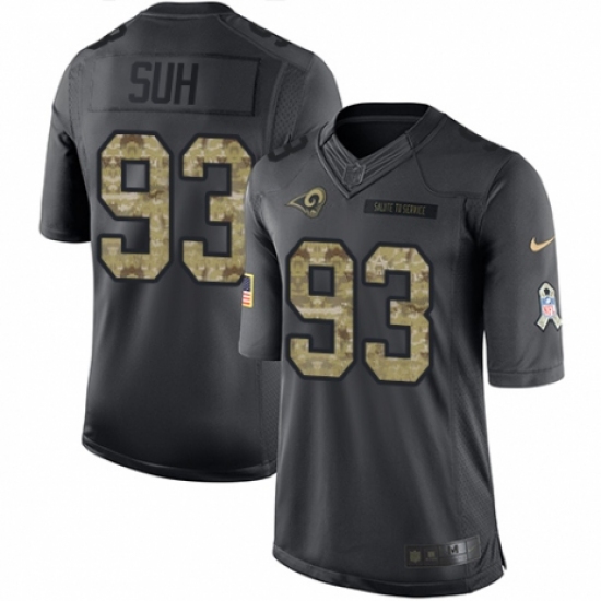 Men's Nike Los Angeles Rams 93 Ndamukong Suh Limited Black 2016 Salute to Service NFL Jersey