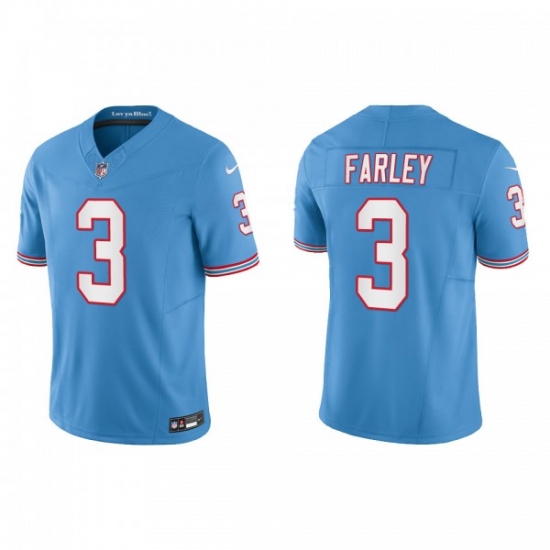 Men's Nike Tennessee Titans 3 Caleb Farley Light Blue 2023 F.U.S.E. Vapor Limited Throwback Stitched Football Jersey