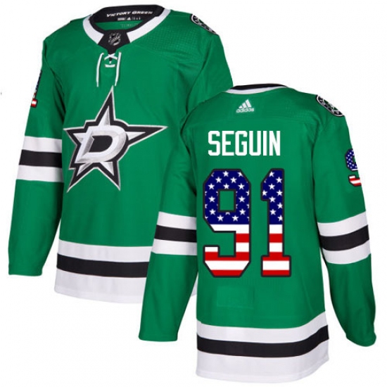 Men's Adidas Dallas Stars 91 Tyler Seguin Authentic Green USA Flag Fashion NHL Jersey