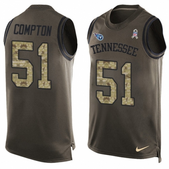 Men's Nike Tennessee Titans 51 Will Compton Limited Green Salute to Service Tank Top NFL Jersey