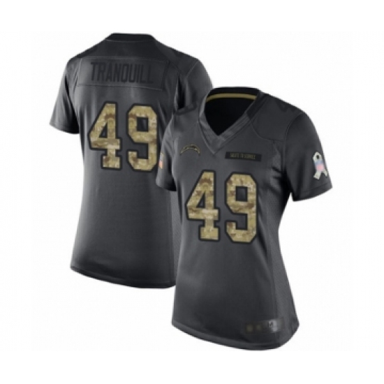 Women's Los Angeles Chargers 49 Drue Tranquill Limited Black 2016 Salute to Service Football Jersey
