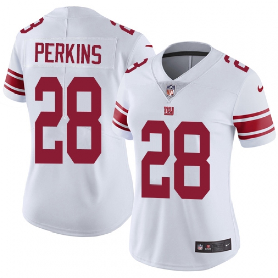 Women's Nike New York Giants 28 Paul Perkins Elite White NFL Jersey