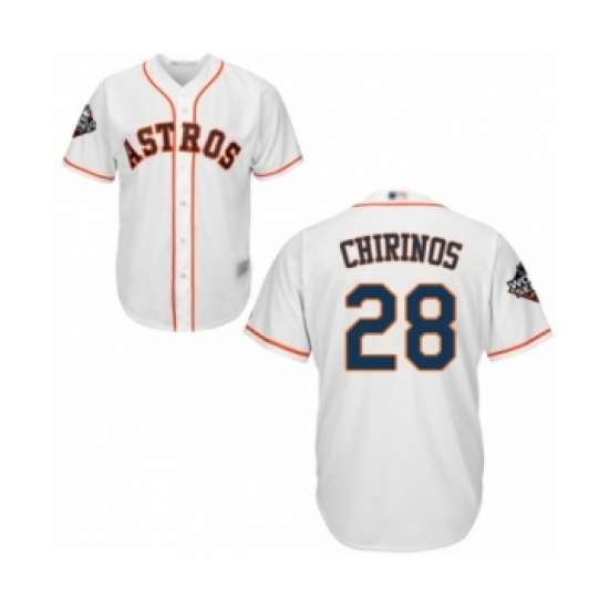 Youth Houston Astros 28 Robinson Chirinos Authentic White Home Cool Base 2019 World Series Bound Baseball Jersey