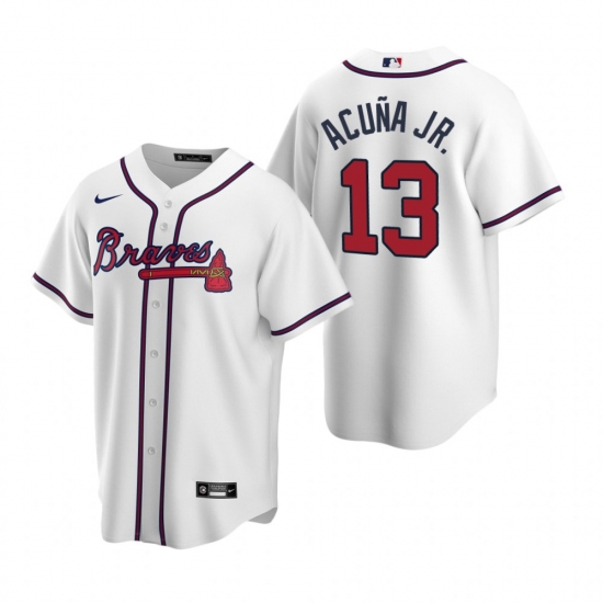 Men's Nike Atlanta Braves 13 Ronald Acuna Jr. White Home Stitched Baseball Jersey