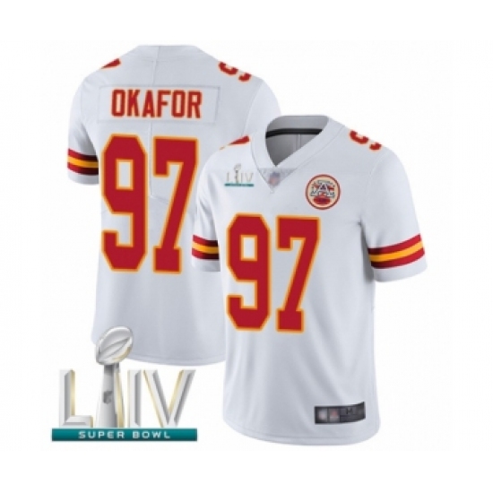 Youth Kansas City Chiefs 97 Alex Okafor White Vapor Untouchable Limited Player Super Bowl LIV Bound Football Jersey