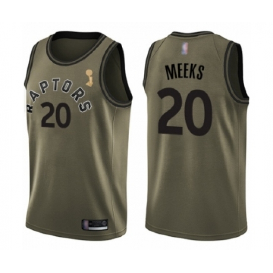 Men's Toronto Raptors 20 Jodie Meeks Swingman Green Salute to Service 2019 Basketball Finals Champions Jersey