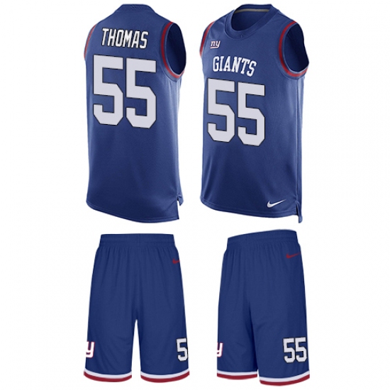 Men's Nike New York Giants 55 J.T. Thomas Limited Royal Blue Tank Top Suit NFL Jersey