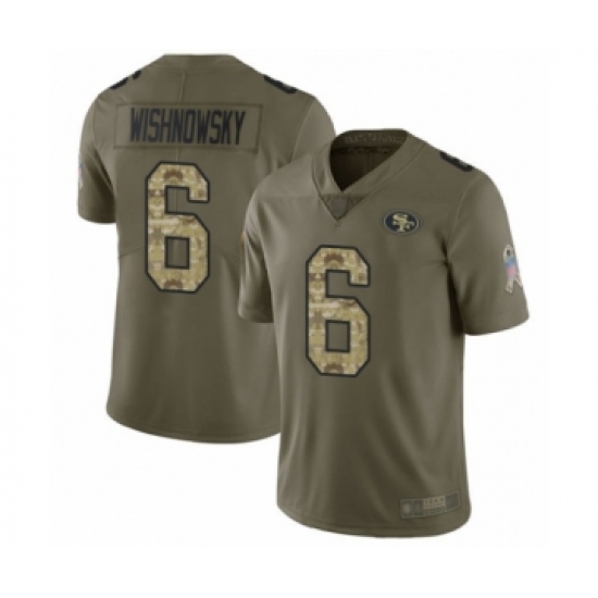 Youth San Francisco 49ers 6 Mitch Wishnowsky Limited Olive Camo 2017 Salute to Service Football Jersey