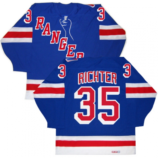 Men's CCM New York Rangers 35 Mike Richter Premier Royal Blue New Throwback NHL Jersey