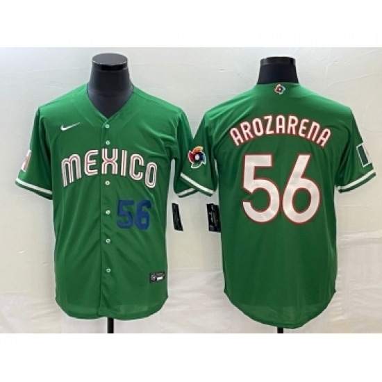 Men's Mexico Baseball 56 Randy Arozarena Number 2023 Green World Classic Stitched Jersey