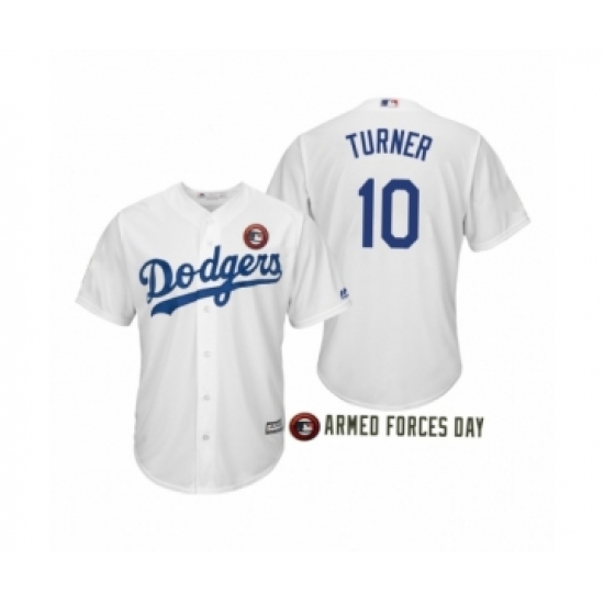 Men's 2019 Armed Forces Day Justin Turner 10 Los Angeles Dodgers White Jersey