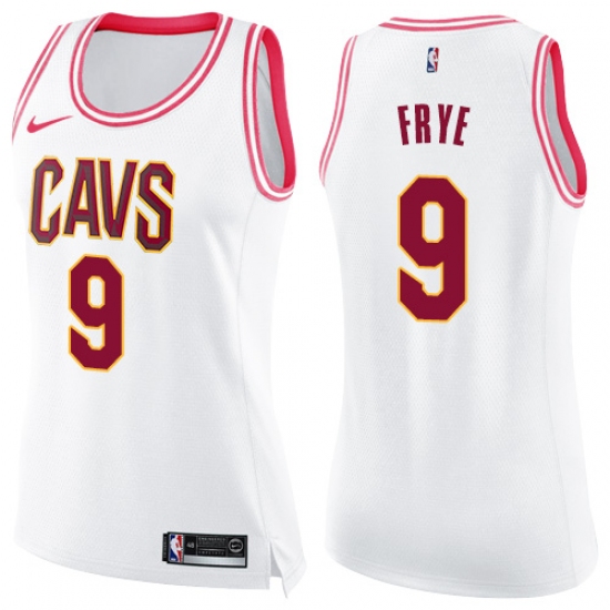 Women's Nike Cleveland Cavaliers 9 Channing Frye Swingman White Pink Fashion NBA Jersey