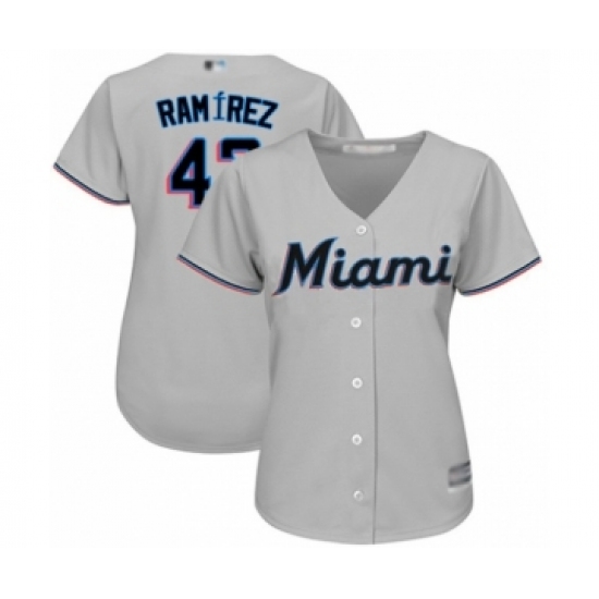 Women's Miami Marlins 47 Harold Ramirez Authentic Grey Road Cool Base Baseball Player Jersey