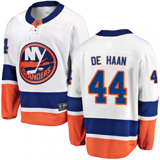 Youth New York Islanders 44 Calvin de Haan Fanatics Branded White Away Breakaway NHL Jersey