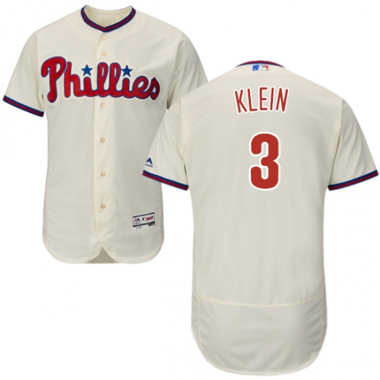 Men's Majestic Philadelphia Phillies 3 Chuck Klein Cream Alternate Flex Base Authentic Collection MLB Jersey