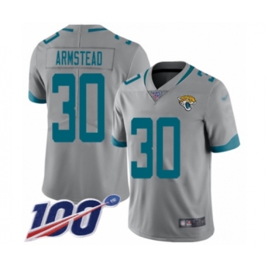 Youth Jacksonville Jaguars 30 Ryquell Armstead Silver Inverted Legend Limited 100th Season Football Jersey