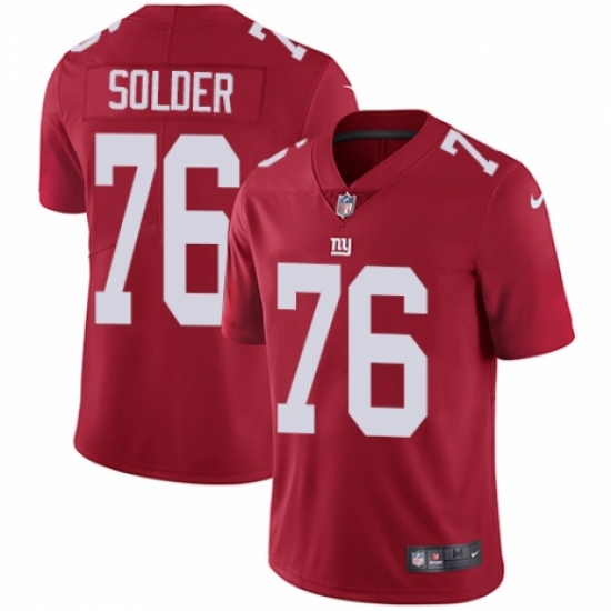 Men's Nike New York Giants 76 Nate Solder Red Alternate Vapor Untouchable Limited Player NFL Jersey