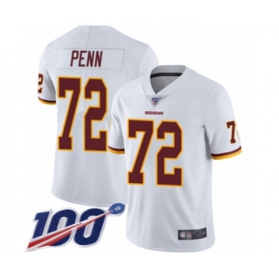 Youth Washington Redskins 72 Donald Penn White Vapor Untouchable Limited Player 100th Season Football Jersey