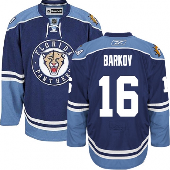 Men's Reebok Florida Panthers 16 Aleksander Barkov Premier Navy Blue Third NHL Jersey