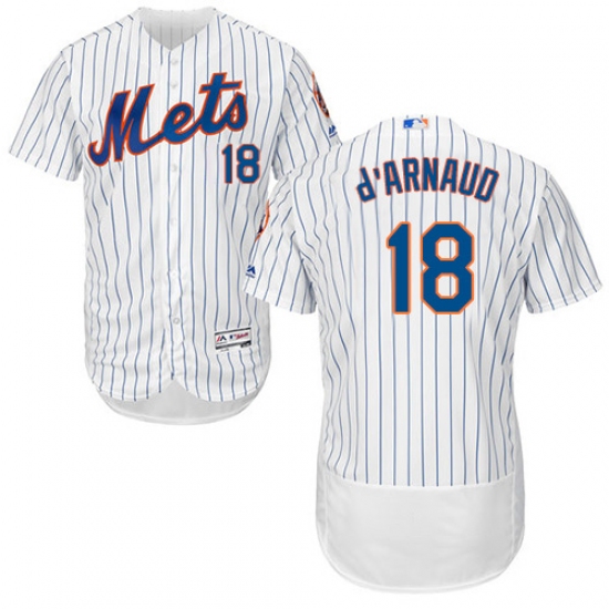 Men's Majestic New York Mets 18 Travis d'Arnaud White Flexbase Authentic Collection MLB Jersey