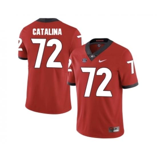 Georgia Bulldogs 72 Tyler Catalina Red College Football Jersey