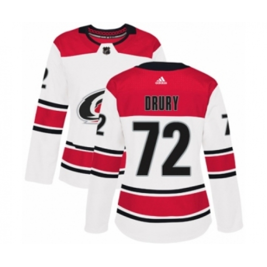 Women's Adidas Carolina Hurricanes 72 Jack Drury Authentic White Away NHL Jersey