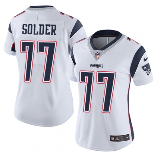 Women's Nike New England Patriots 77 Nate Solder White Vapor Untouchable Limited Player NFL Jersey