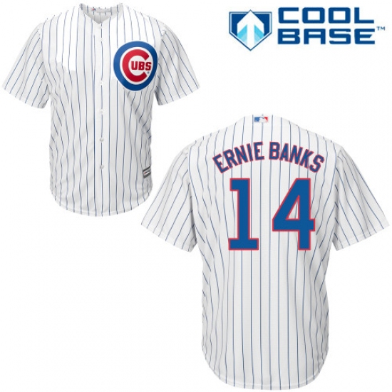 Men's Majestic Chicago Cubs 14 Ernie Banks Replica White Home Cool Base MLB Jersey