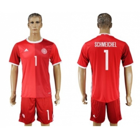 Danmark 1 Schmeichel Red Home Soccer Country Jersey