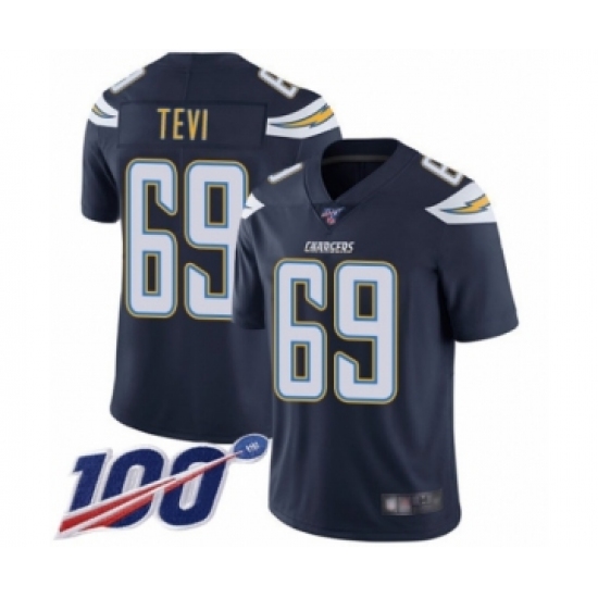 Men's Los Angeles Chargers 69 Sam Tevi Navy Blue Team Color Vapor Untouchable Limited Player 100th Season Football Jersey