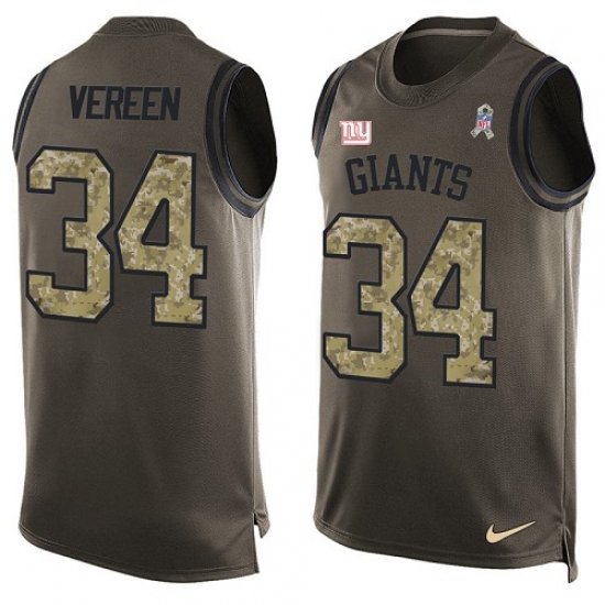 Men's Nike New York Giants 34 Shane Vereen Limited Green Salute to Service Tank Top NFL Jersey