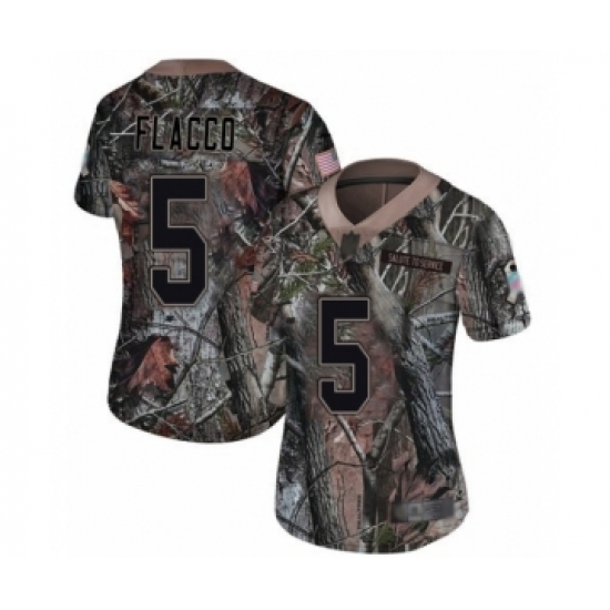 Women's Denver Broncos 5 Joe Flacco Limited Camo Rush Realtree Football Jersey