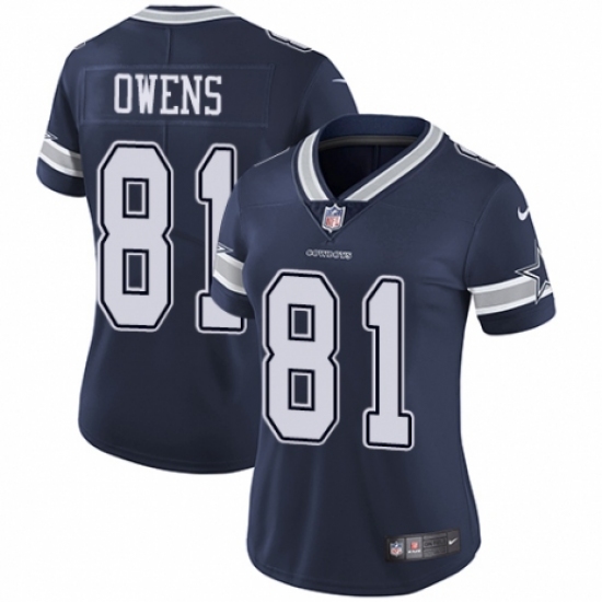 Women's Nike Dallas Cowboys 81 Terrell Owens Navy Blue Team Color Vapor Untouchable Elite Player NFL Jersey