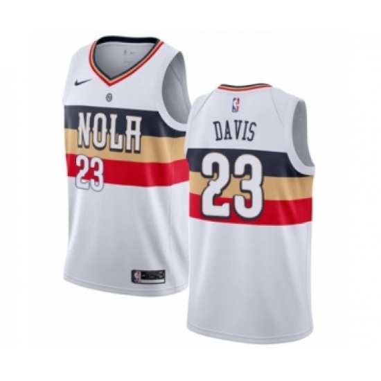 Men's Nike New Orleans Pelicans 23 Anthony Davis White Swingman Jersey - Earned Edition