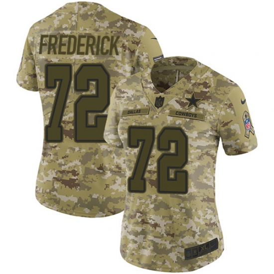 Women's Nike Dallas Cowboys 72 Travis Frederick Limited Camo 2018 Salute to Service NFL Jersey