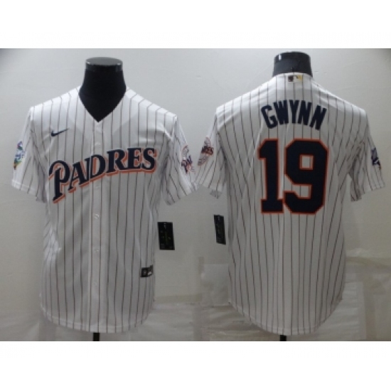 Men's San Diego Padres 19 Tony Gwynn White Cool Base Stitched Jersey