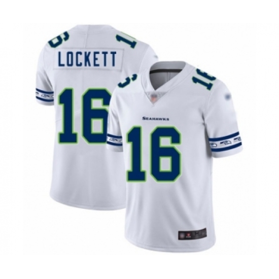 Men's Seattle Seahawks 16 Tyler Lockett White Team Logo Fashion Limited Football Jersey