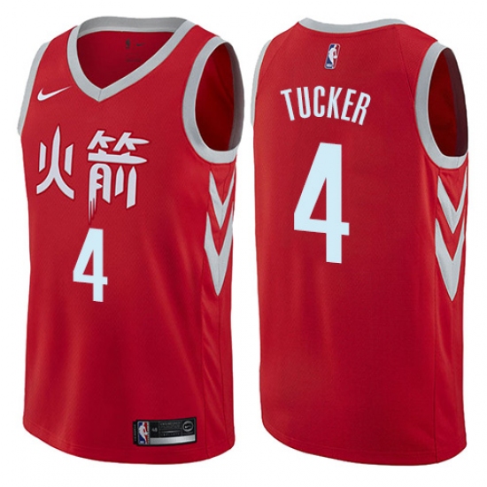 Men's Nike Houston Rockets 4 PJ Tucker Red NBA Swingman City Edition Jersey