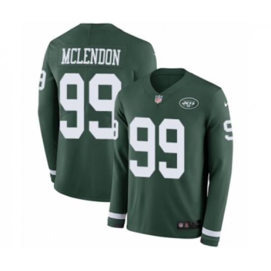 Men's Nike New York Jets 99 Steve McLendon Limited Green Therma Long Sleeve NFL Jersey