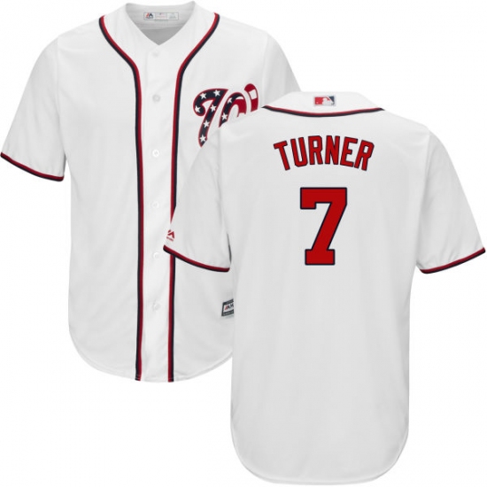 Youth Majestic Washington Nationals 7 Trea Turner Authentic White Home Cool Base MLB Jersey