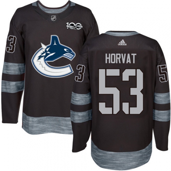 Men's Adidas Vancouver Canucks 53 Bo Horvat Authentic Black 1917-2017 100th Anniversary NHL Jersey