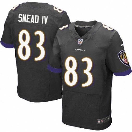 Men's Nike Baltimore Ravens 83 Willie Snead IV Elite Black Alternate NFL Jersey