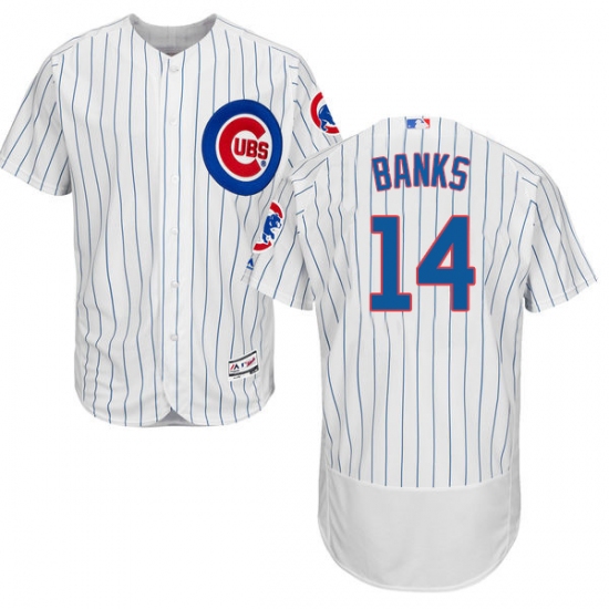 Men's Majestic Chicago Cubs 14 Ernie Banks White Home Flex Base Authentic Collection MLB Jersey