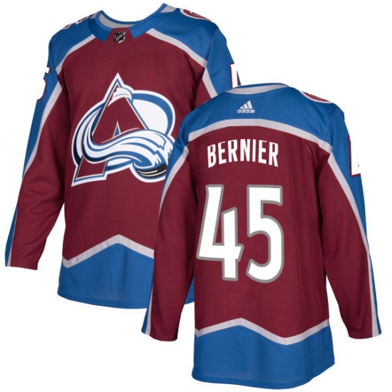 Men's Adidas Colorado Avalanche 45 Jonathan Bernier Authentic Burgundy Red Home NHL Jersey